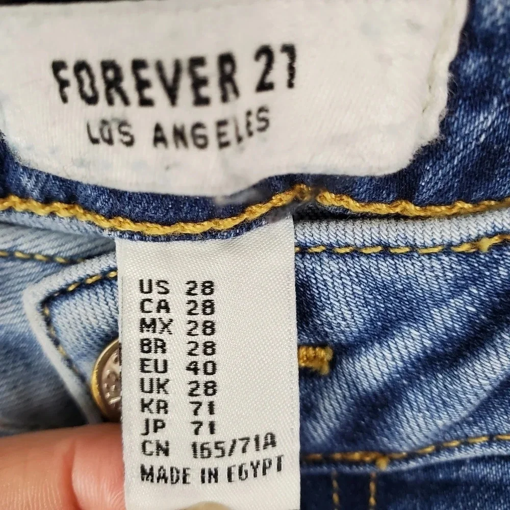 Forever 21 Distressed Step Hem High Rise Jeans